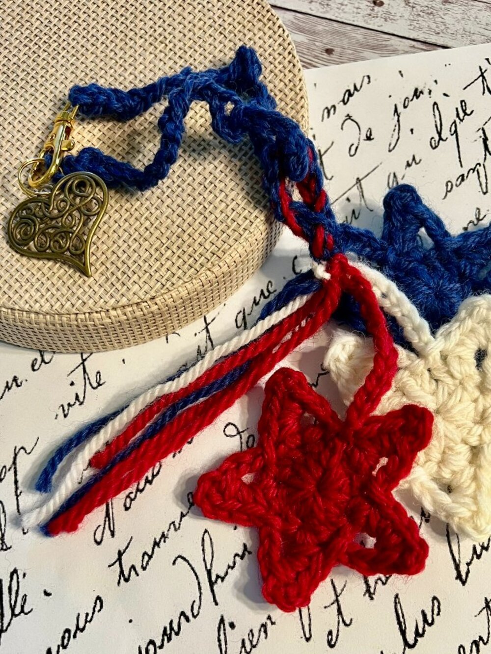 Patriotic Star BAG CHARM/KEYCHAIN in Red White & Blue Stars
